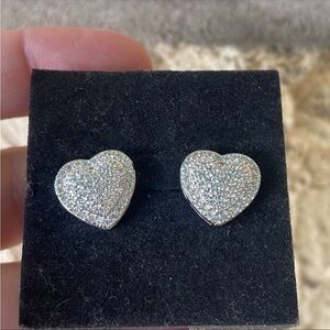 Hearts studded CZ‘s amazing sparkle Iced Earrings Look Amazing White Gold Plated